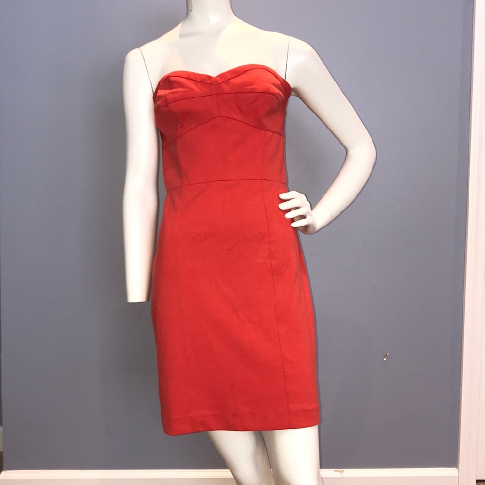 Rebecca Taylor Coral Orange Strapless Dress